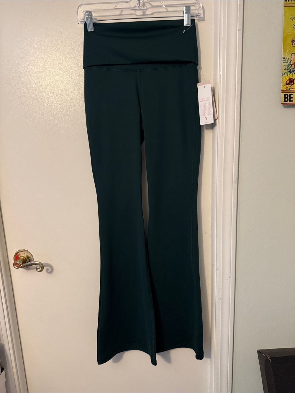 Yogalicious Dark Green Fold-Over Bootcut Yoga Pants